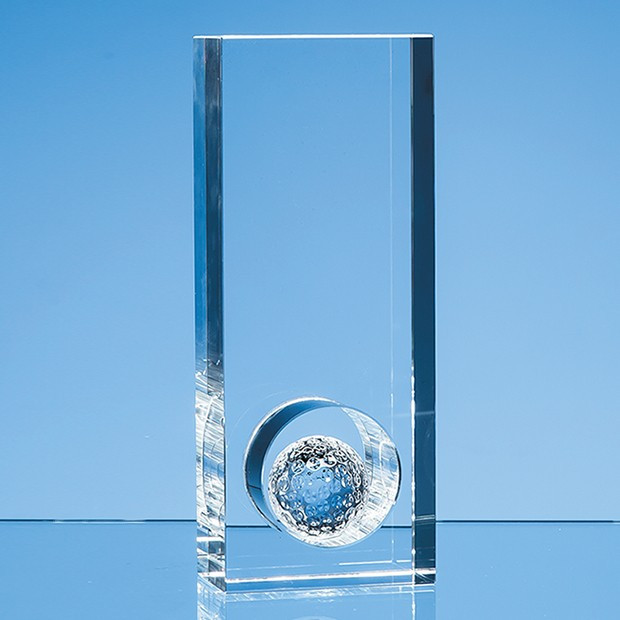 Promotional 20cm Optical Crystal Golf Ball in the Hole Award