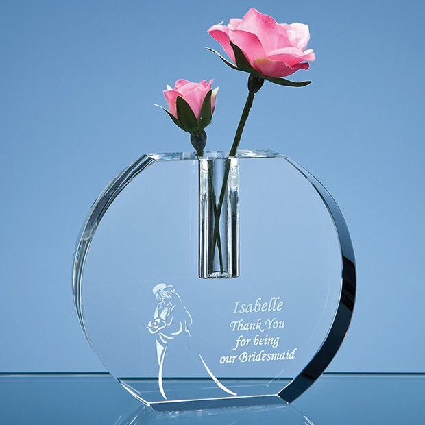 Promotional 12cm Optical Crystal Round Bud Vase