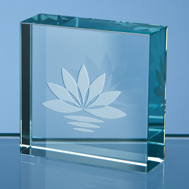 Promotional 5cm Jade Glass Square Paperweight