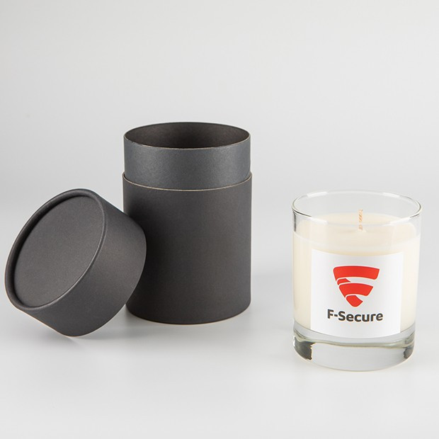 Promotional 240g Clear Glass Scented Candle in a Round Black Gift Box