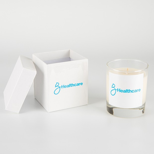 Promotional 240g Clear Glass Scented Candle in a Lidded Gift Box