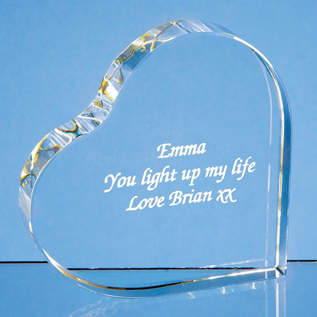 Promotional 10cm Optical Crystal Stand Up Heart