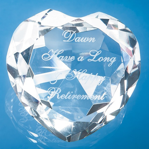 Promotional 8cm Optical Crystal Clear Facet Heart Paperweight