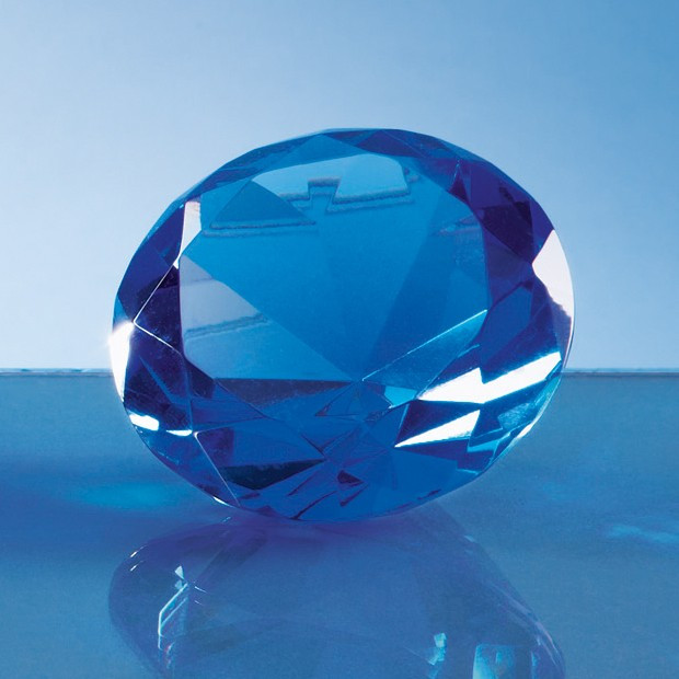 Promotional 6cm Optical Crystal Blue Diamond Paperweight