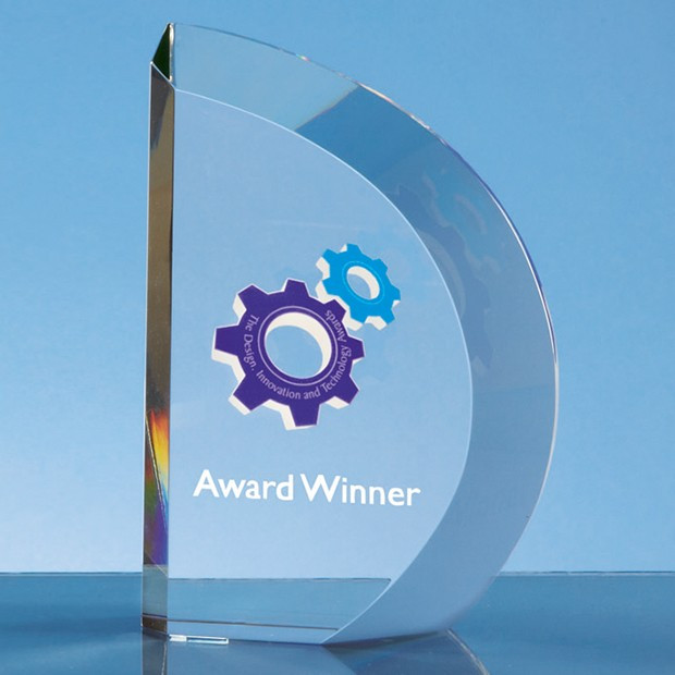 Promotional 15.5cm Optical Crystal Facet Curve Award