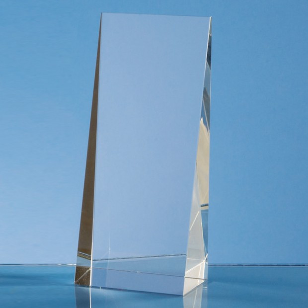 Promotional 16.5cm Optical Crystal Wedge Rectangle Award