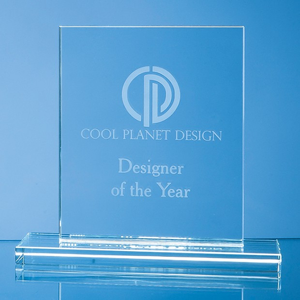 Promotional 12cm x 9cm x 12mm Clear Glass Rectangle Award