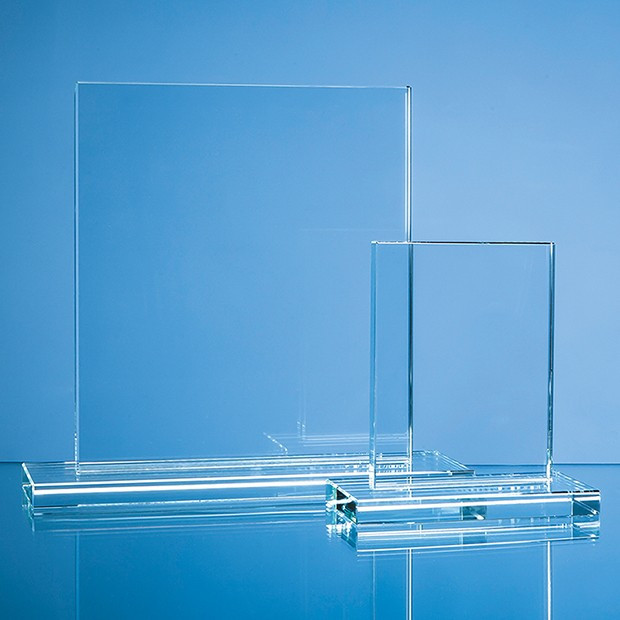 Promotional 20cm x 17.5cm x 12mm Clear Glass Rectangle Award