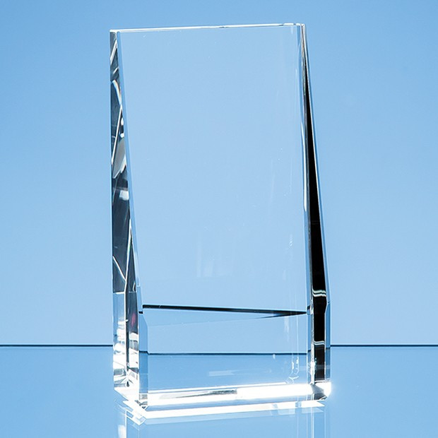 Promotional 16.5cm Optical Crystal Vertical Slope Award