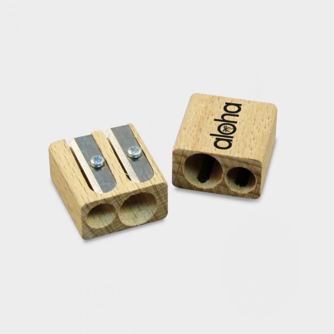 Promotional Green & Good Double Pencil Sharpener - Sustainable Timber