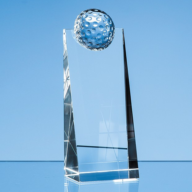 Promotional 18cm Optical Crystal Golf Ball Rectangle Award