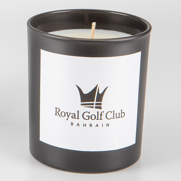 Promotional 240g Black Glass Scented Candle in a Printed Gift Box