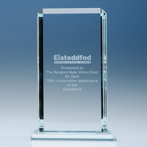 Promotional 23cm x 12.75cm x 12mm Clear Glass Echo Award