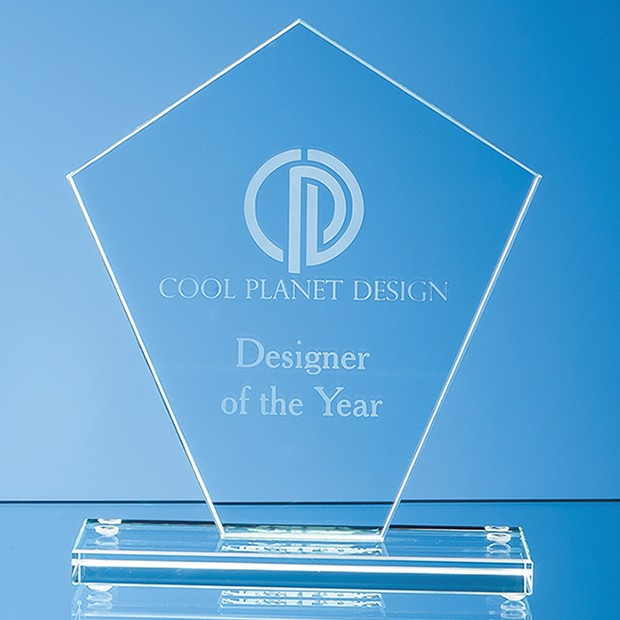 Promotional 15.5cm x 13.5cm x 1cm Jade Glass Diamond Award