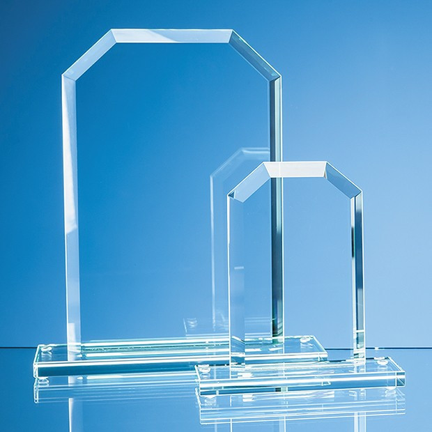 Promotional 15cm x 9.5cm x 12mm Jade Glass Bevelled Edge Honour Award