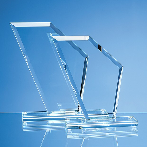 Promotional 17.5cm x 15.5cm x 1cm Jade Glass Bevelled Edge Wing Award