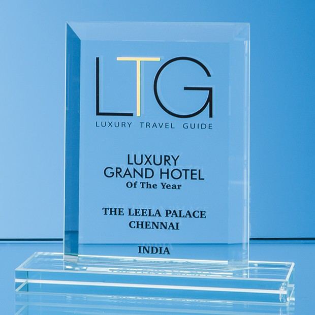 Promotional 20cm x 17.5cm x 12mm Jade Glass Bevelled Edge Rectangle Award