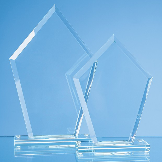 Promotional 20cm x 14.5cm x 12mm Jade Glass Bevelled Edge Diamond Award