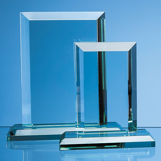 Promotional 15cm x 10cm x 19mm Jade Glass Mitred Rectangle Award