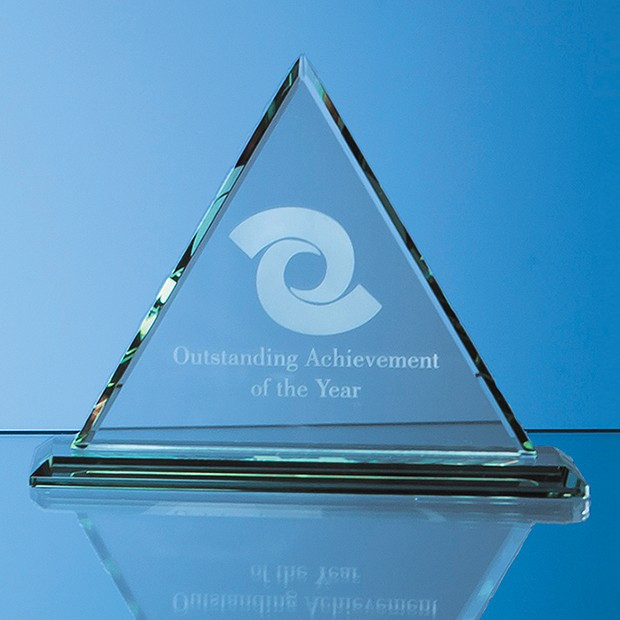 Promotional 19cm x 19cm x 12mm Jade Glass Pyramid Award