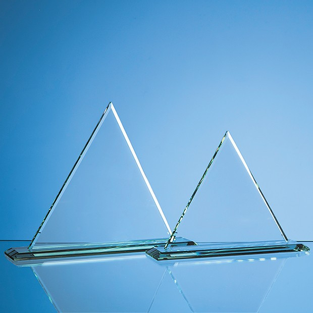 Promotional 23cm x 23cm x 12mm Jade Glass Pyramid Award