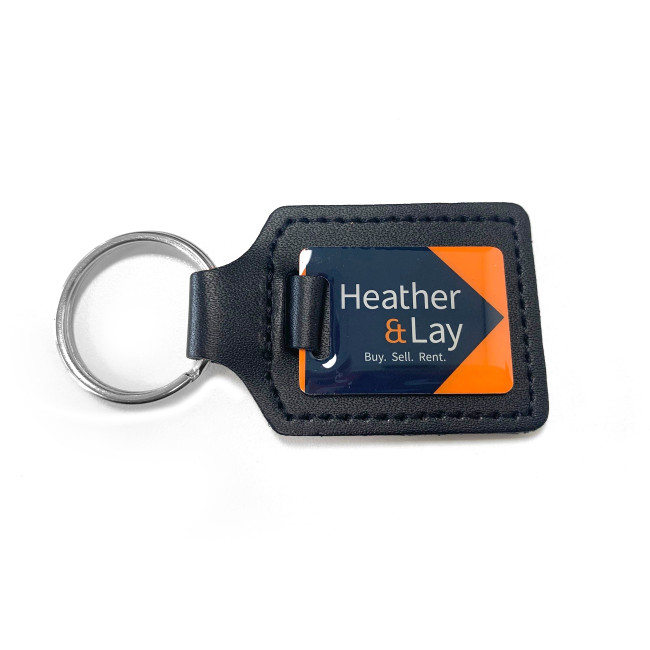 Promotional Leather Fob Enamelled Keyring