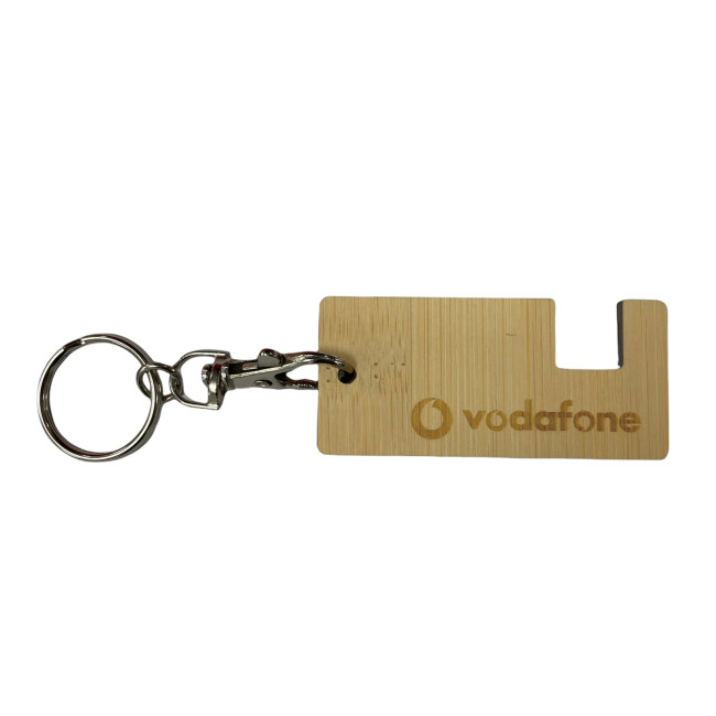 Promotional Bamboo Phone Stand Keyring