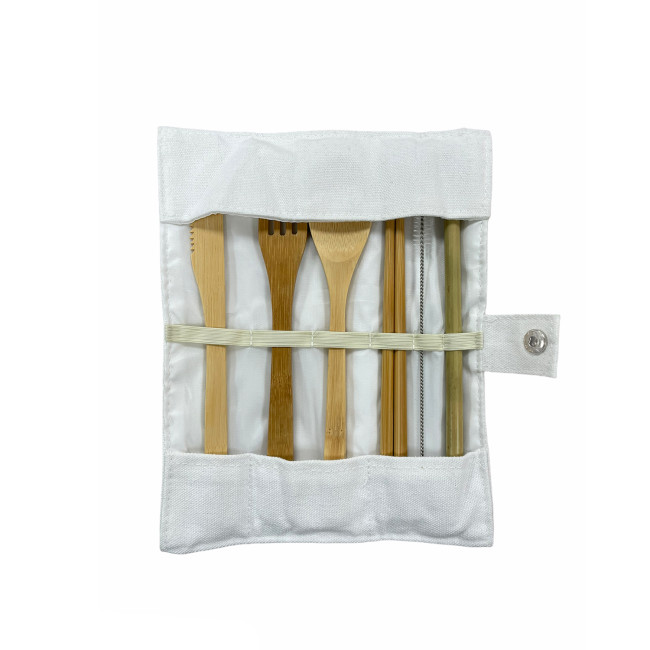 Promotional Bamboo Pouch Cutlery Set