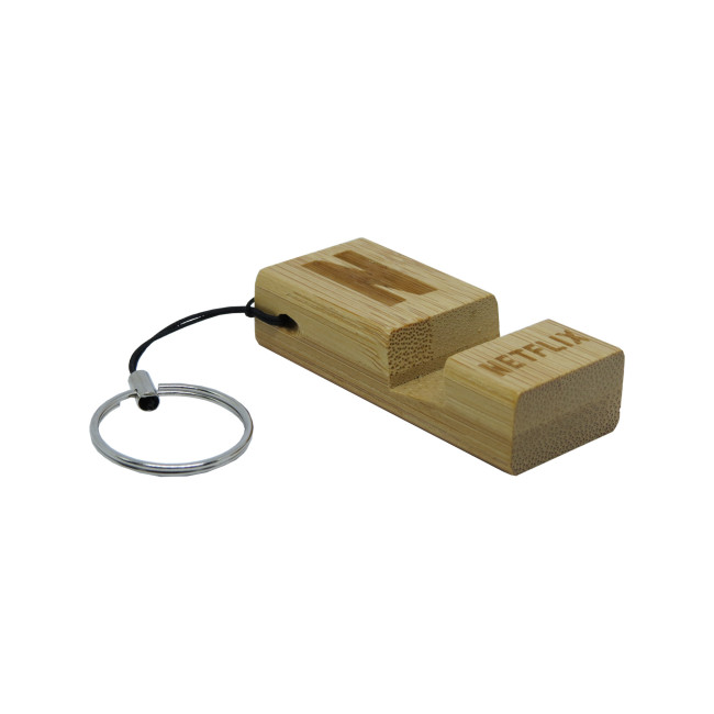 Promotional Premium Bamboo Phone Stand Keyring