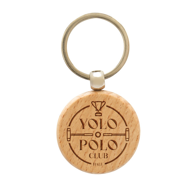 Promotional Round Beech Keyring