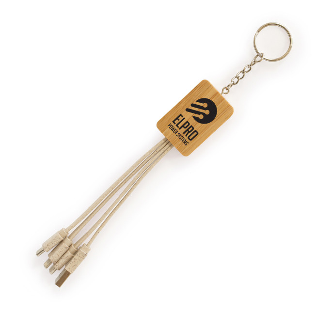 Promotional Rectangle Bamboo & Wheat Straw Keyring