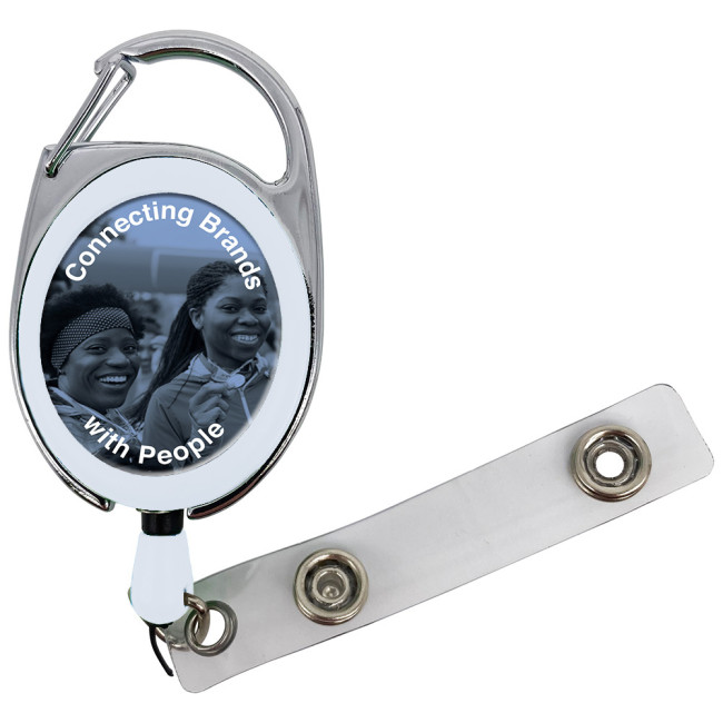 Promotional Carabiner Pull Reel with Decal - Image 1