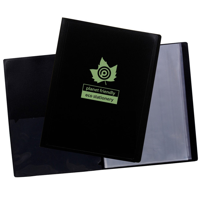 Promotional Eco-Eco A4 100% Recycled 20 Pocket Black Flexicover Display Book