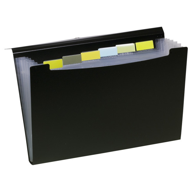 Promotional Eco-Eco A4 50% Recycled 7 Pocket Black Expanding File - Image 1