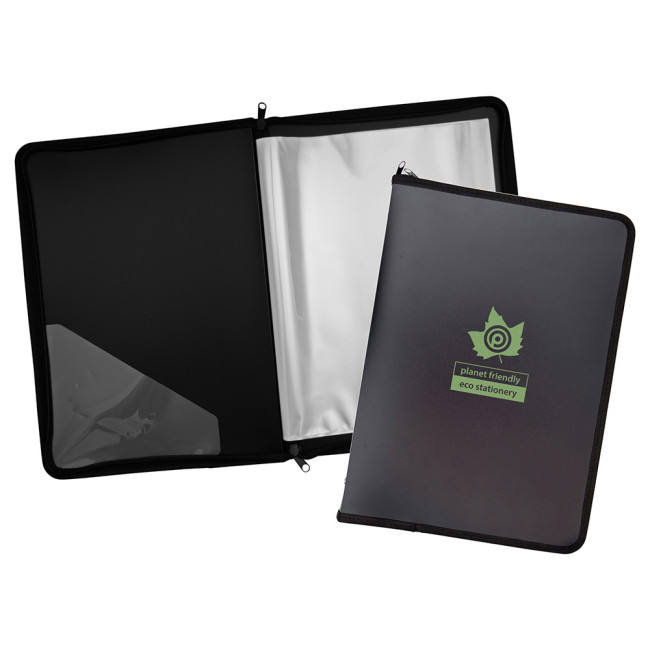 Promotional Eco-Eco A4 50% Recycled 30 Pocket Black Zipped Display Book