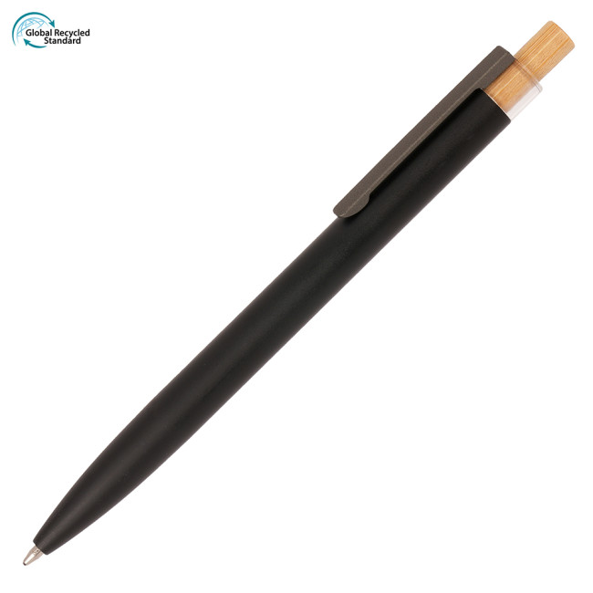 Promotional Refresh Recycled Aluminium Ball Pen with bamboo plunger - Image 2