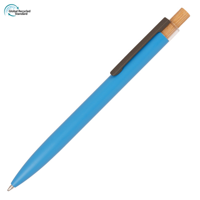 Promotional Refresh Recycled Aluminium Ball Pen with bamboo plunger - Image 3