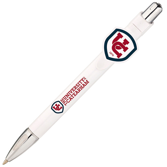 Promotional Custom Clip Ball Pen (White)