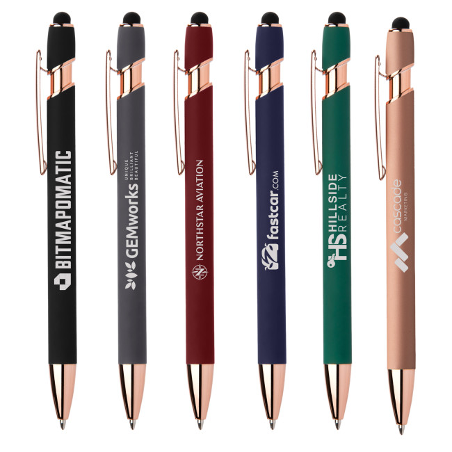 Promotional Ellipse Softy Rose Gold Gel Stylus Pen