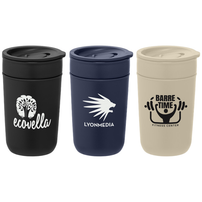 Promotional Danube Ceramic Tumbler with Recycled Plastic Exterior & Lid 350ml