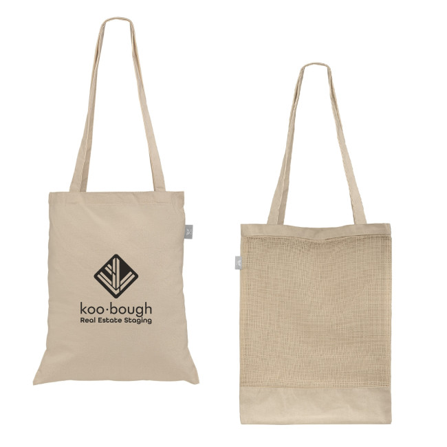 Promotional Harvest Recycled Cotton & Mesh Tote Bag 110g