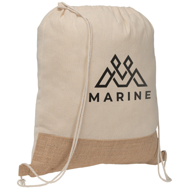 Promotional Rio™ 140gsm Recycled Cotton and Jute Drawstring Bag