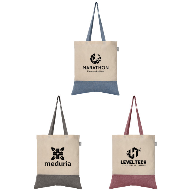 Promotional Quebec 140 gsm Two-Tone Recycled Cotton Tote