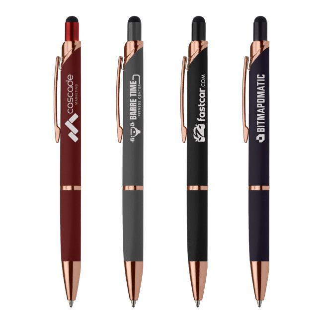 Promotional Zenith Tri-Softy Rose Gold Stylus Pen