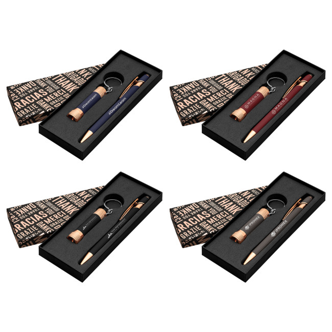 Promotional Prince Softy Rose Gold Pen & Torch Gift Set Thank you Box