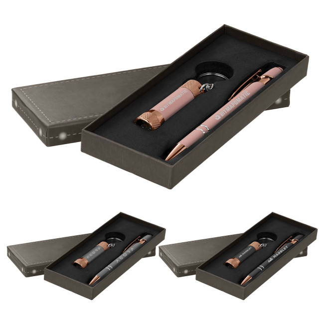 Promotional Prince Softy Rose Gold Pen & Torch Metallic Gift Set