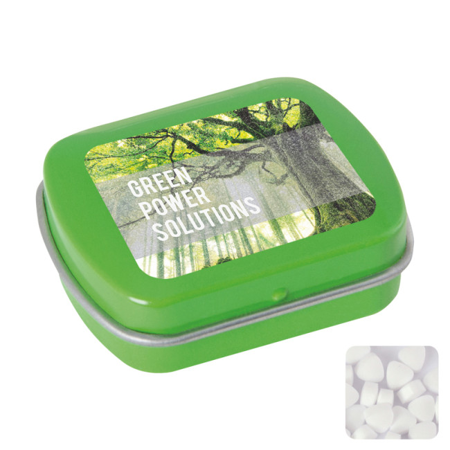 Promotional Small Flat Hinged Tin With Sugar Free Mints - Image 6