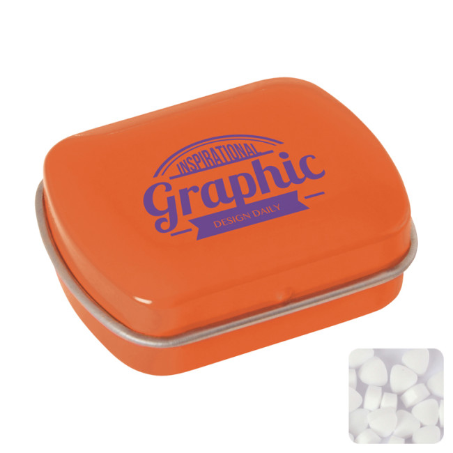 Promotional Small Flat Hinged Tin With Sugar Free Mints - Image 1