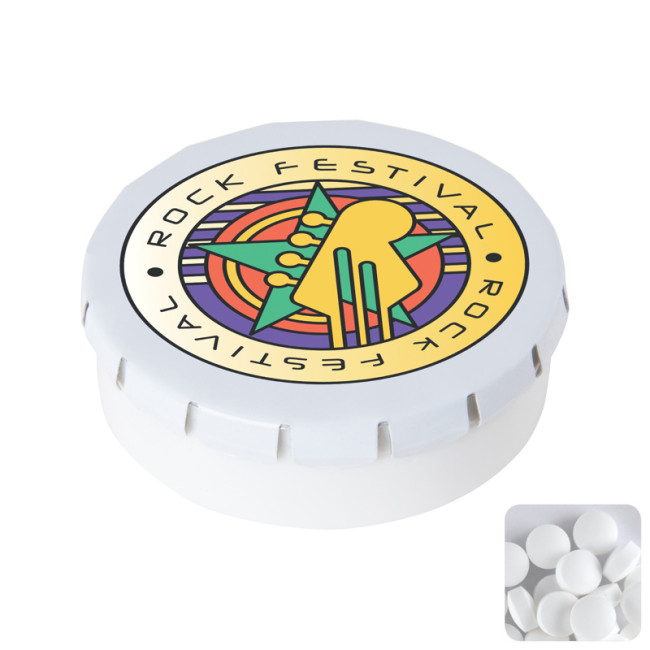 Promotional Round Click Plastic Pot With Sugar Free Mints - Image 3