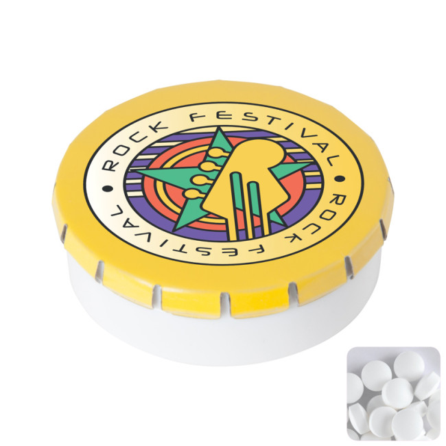 Promotional Round Click Plastic Pot With Sugar Free Mints - Image 1